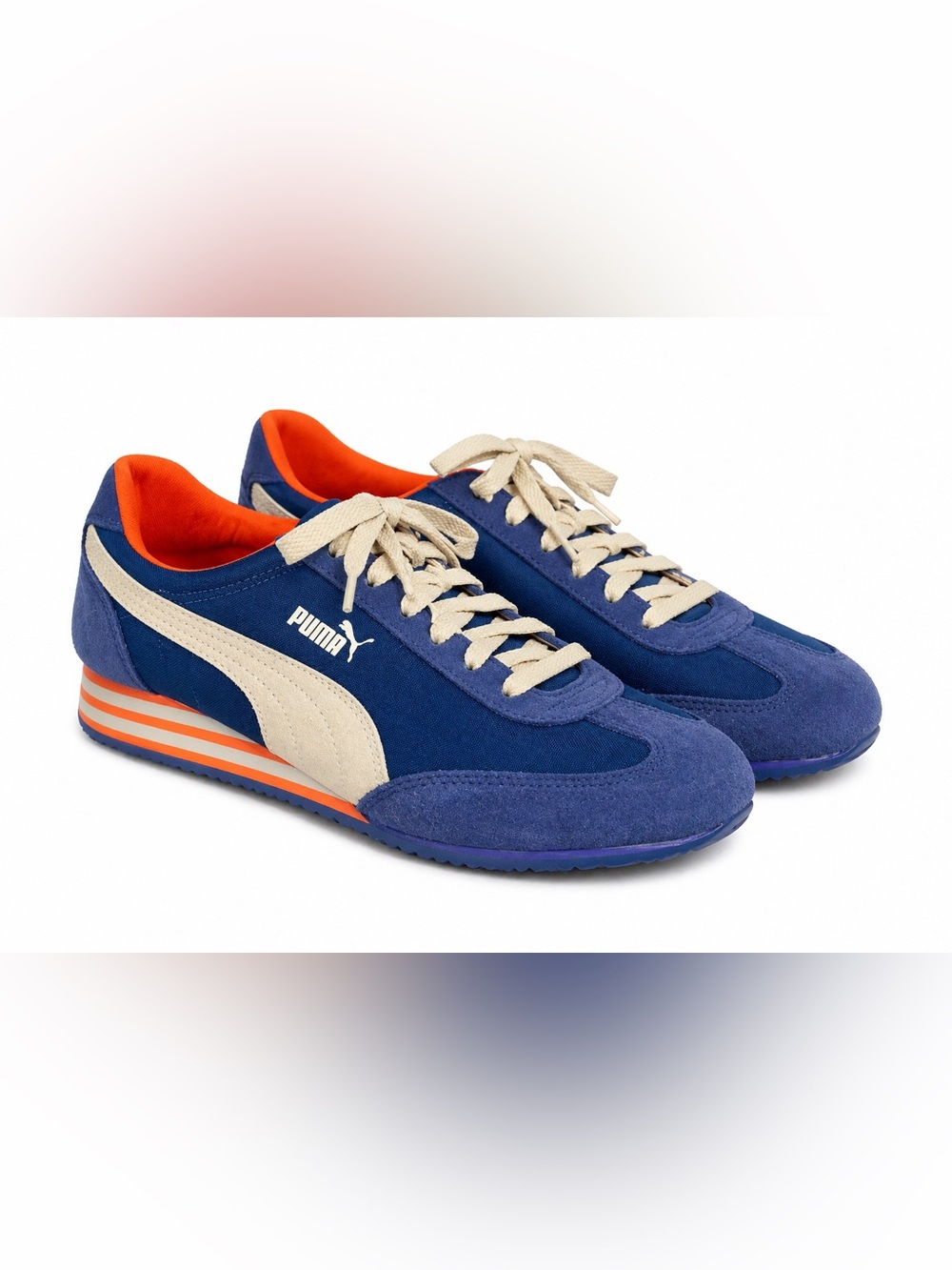 PUMA Retro “Whirlwind” Style Royal Blue and Coral Wedge Runner size 9